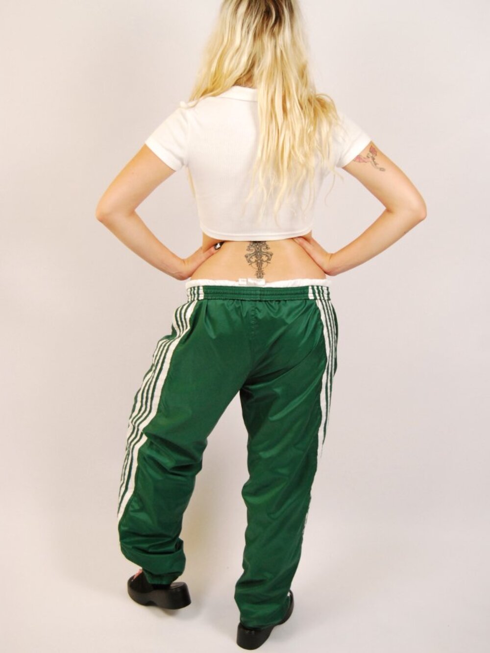 Y2K Adidas Track Pants (L) large green vintage mens swishy sporty streetwear - Picture 3 of 9
